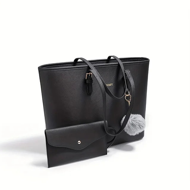 Women's Tote Bag & Pouch Set - Large Capacity Commuter Bag
