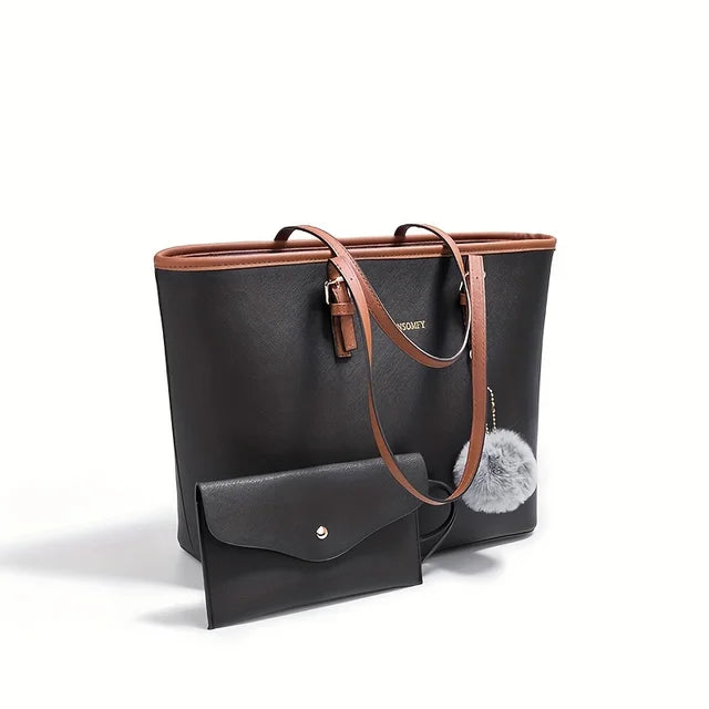 Women's Tote Bag & Pouch Set - Large Capacity Commuter Bag