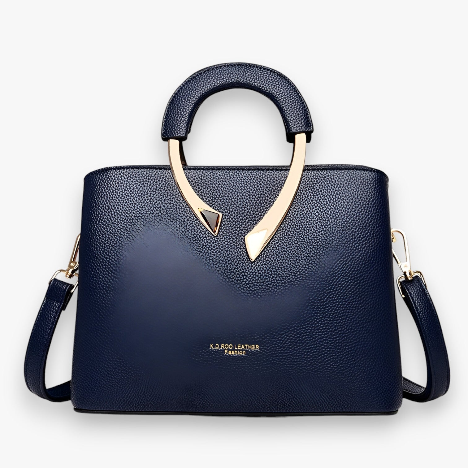 Women's Detachable Strap Shoulder Bag - Curved Metal Handle