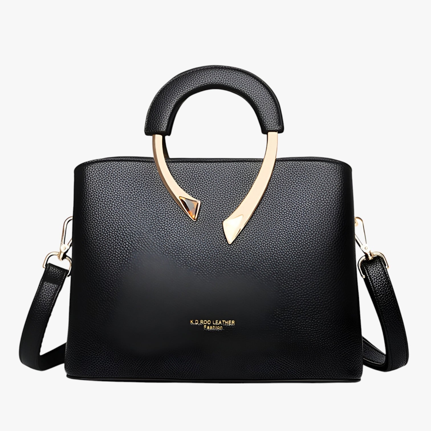 Women's Detachable Strap Shoulder Bag - Curved Metal Handle