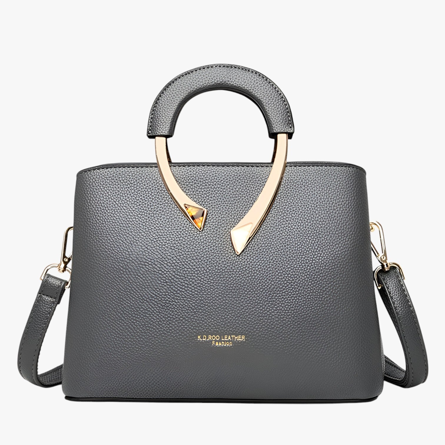 Women's Detachable Strap Shoulder Bag - Curved Metal Handle