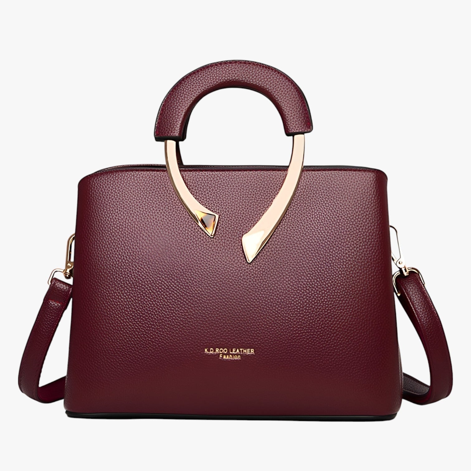 Women's Detachable Strap Shoulder Bag - Curved Metal Handle
