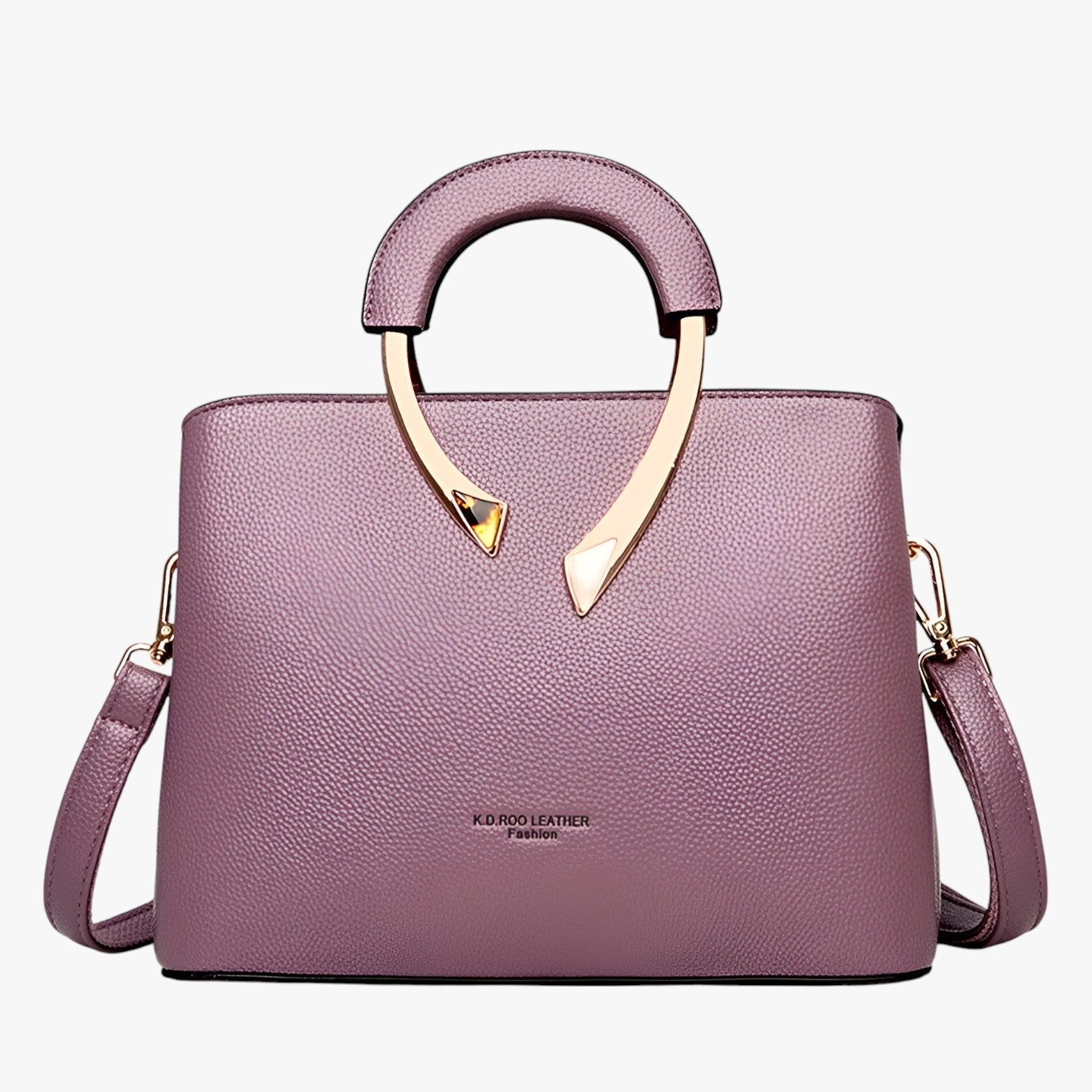 Women's Detachable Strap Shoulder Bag - Curved Metal Handle