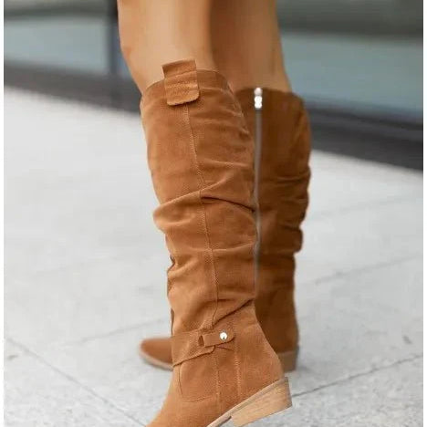 Women's Slouchy Fit Knee-High Boots - Chunky Block Heel