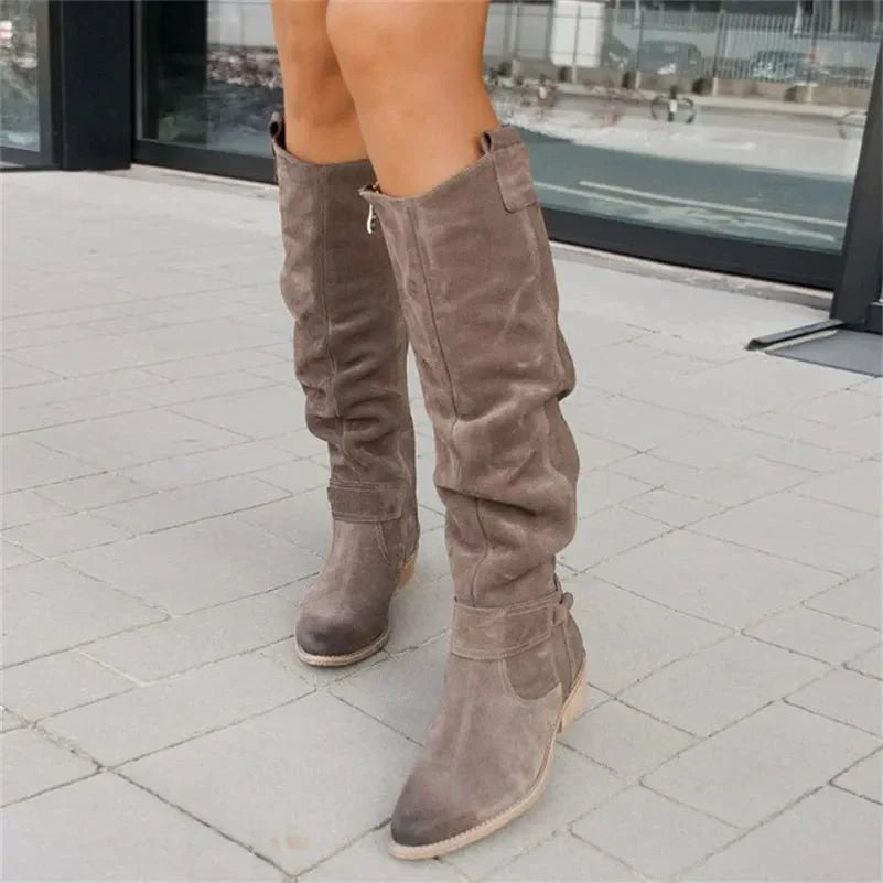 Women's Slouchy Fit Knee-High Boots - Chunky Block Heel