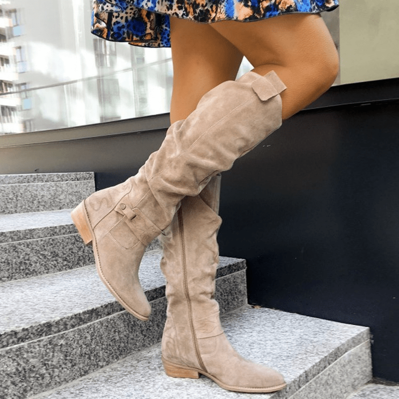 Women's Slouchy Fit Knee-High Boots - Chunky Block Heel