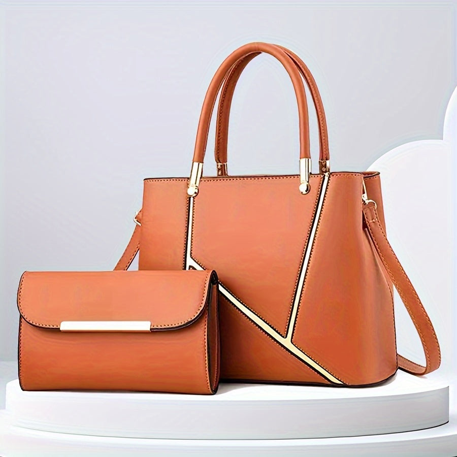 Women's Two-Piece Handbag Set - Top Handle & Shoulder Bag