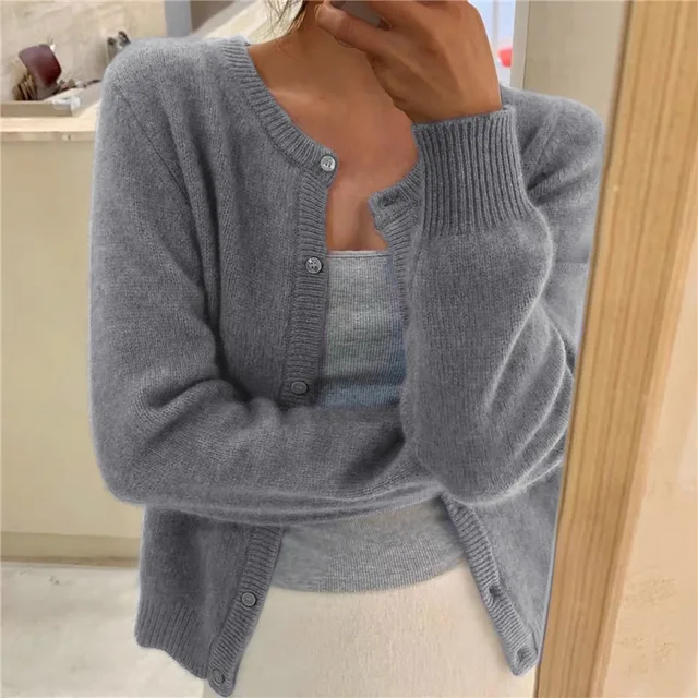 Women's Ribbed Knit Cardigan - Relaxed Fit with Button Front