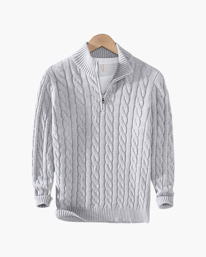 Cable Knit Half Zip Sweater for Men