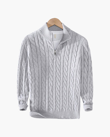 Cable Knit Half Zip Sweater for Men