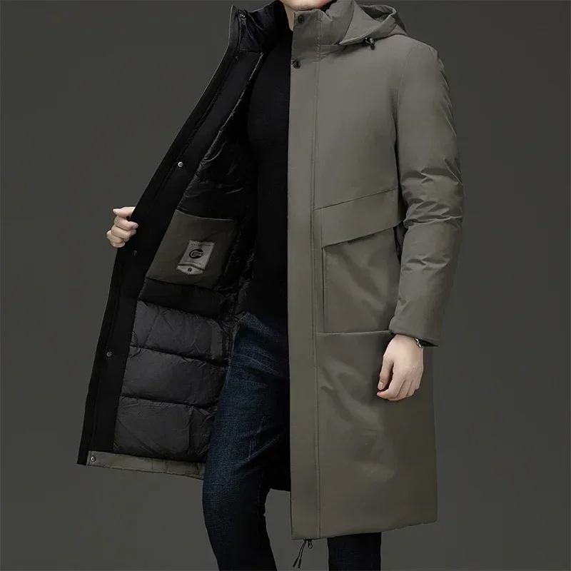 Men's Longline Parka Jacket - Hooded with Padded Lining