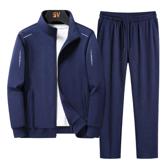 Men's Two-Piece Tracksuit Set - Relaxed Fit Jacket & Joggers
