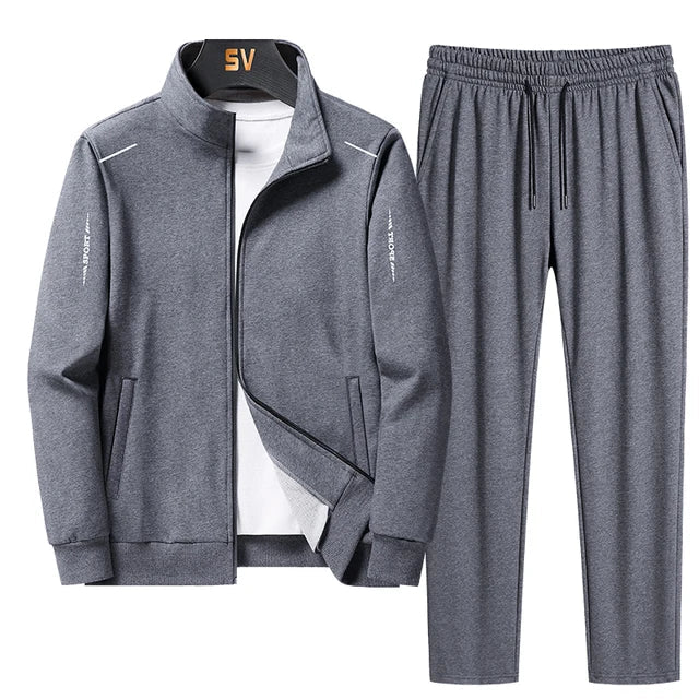 Men's Two-Piece Tracksuit Set - Relaxed Fit Jacket & Joggers