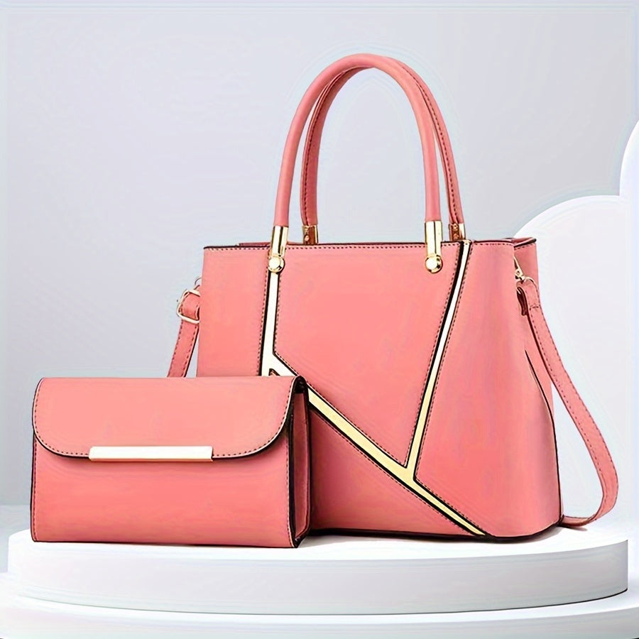 Women's Two-Piece Handbag Set - Top Handle & Shoulder Bag