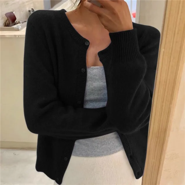 Women's Ribbed Knit Cardigan - Relaxed Fit with Button Front