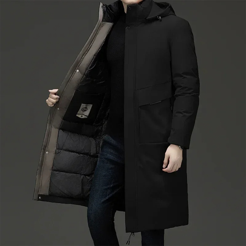 Men's Longline Parka Jacket - Hooded with Padded Lining