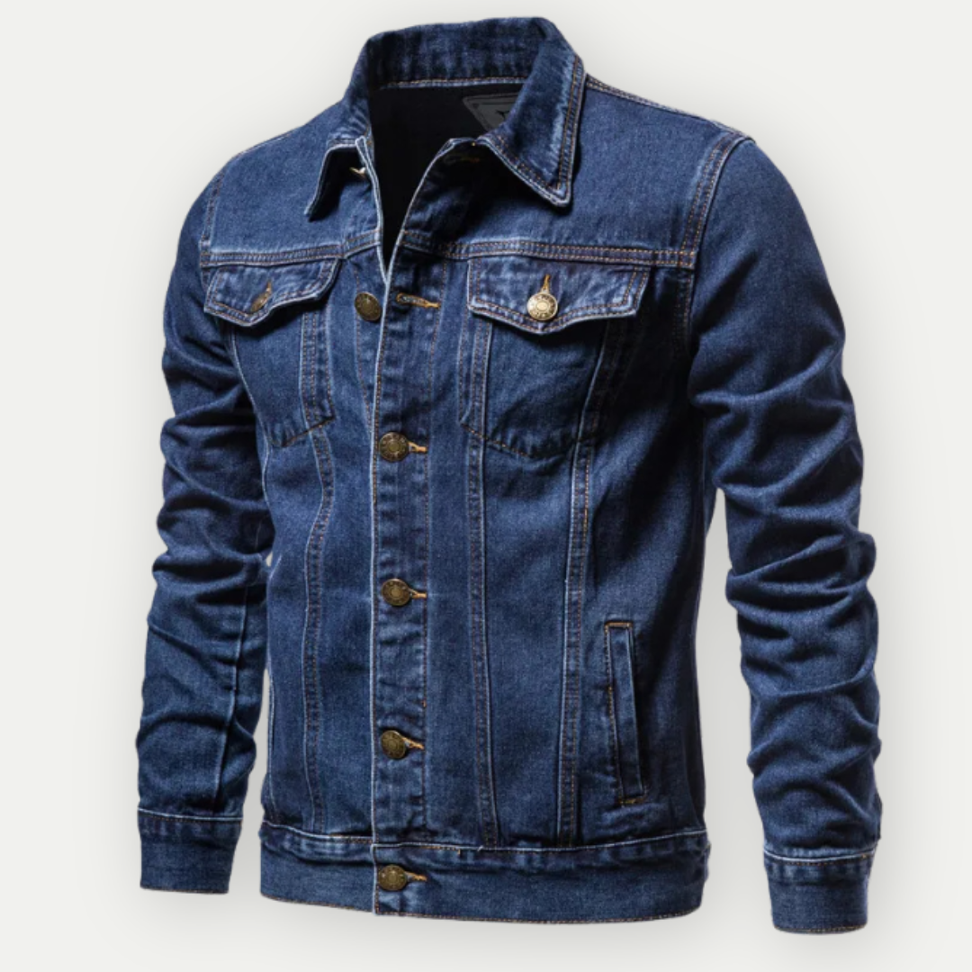 Men's Button-Down Jacket - Collared with Contrast Stitching