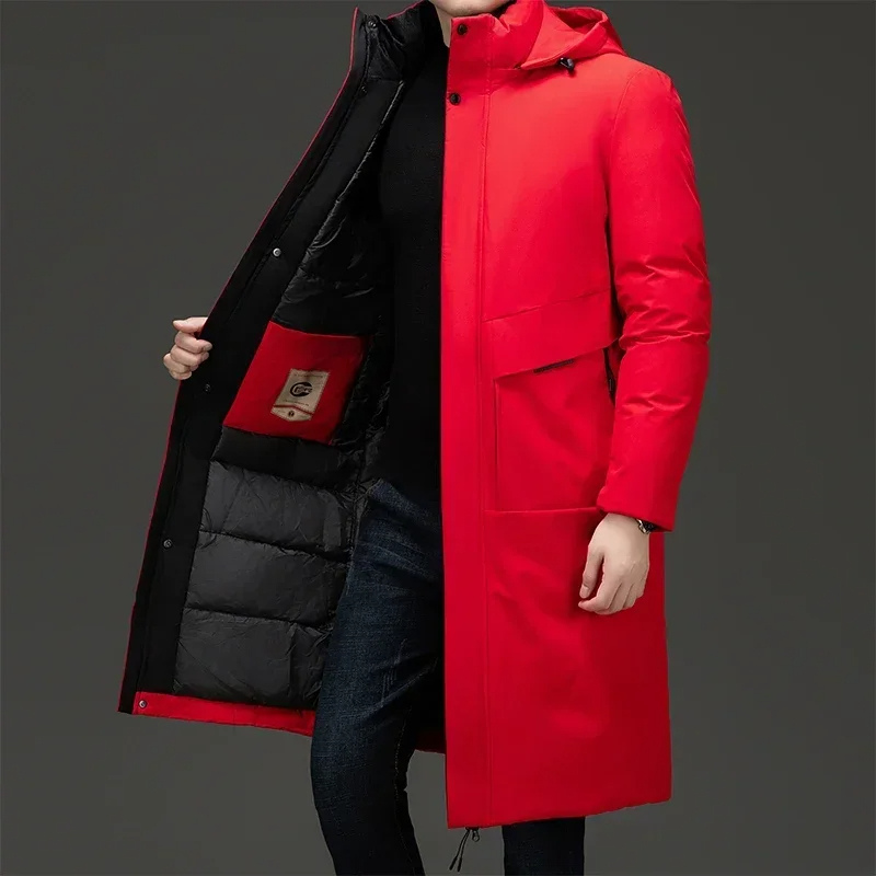 Men's Longline Parka Jacket - Hooded with Padded Lining
