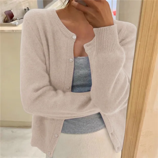 Women's Ribbed Knit Cardigan - Relaxed Fit with Button Front
