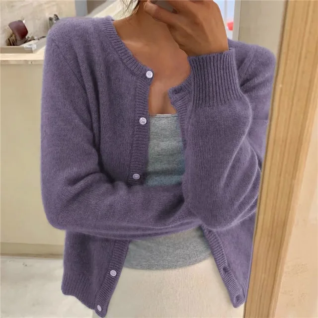 Women's Ribbed Knit Cardigan - Relaxed Fit with Button Front