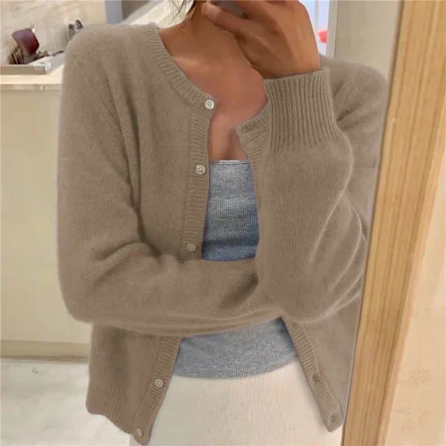 Women's Ribbed Knit Cardigan - Relaxed Fit with Button Front