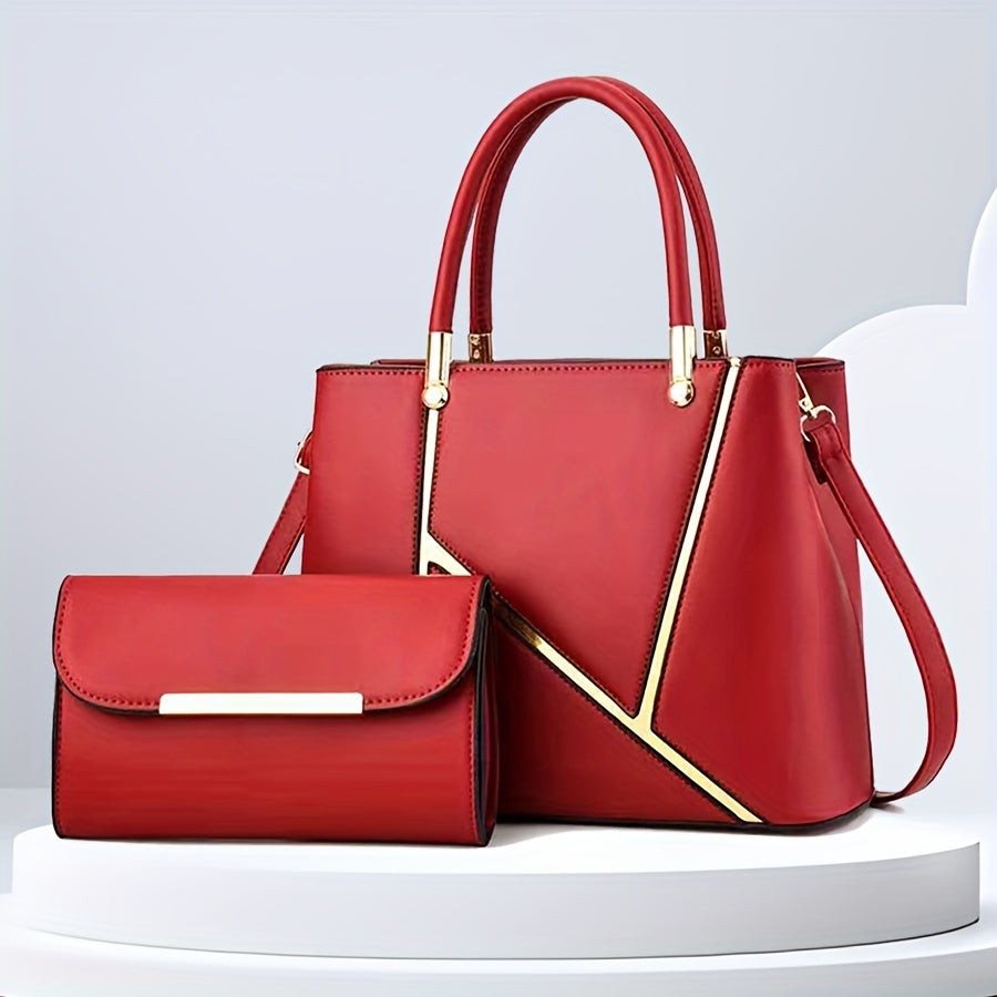 Women's Two-Piece Handbag Set - Top Handle & Shoulder Bag