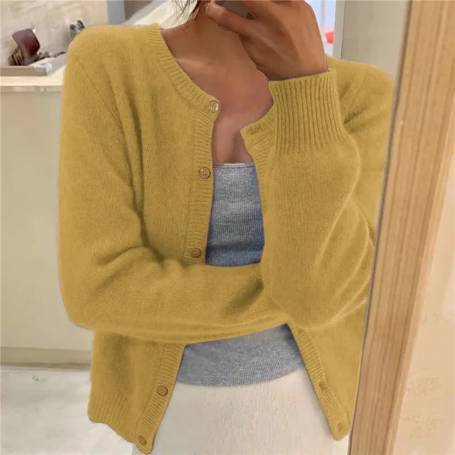 Women's Ribbed Knit Cardigan - Relaxed Fit with Button Front