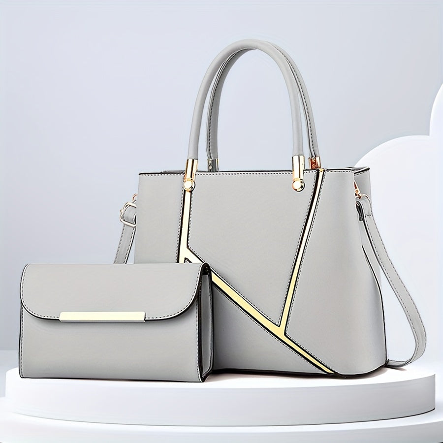 Women's Two-Piece Handbag Set - Top Handle & Shoulder Bag