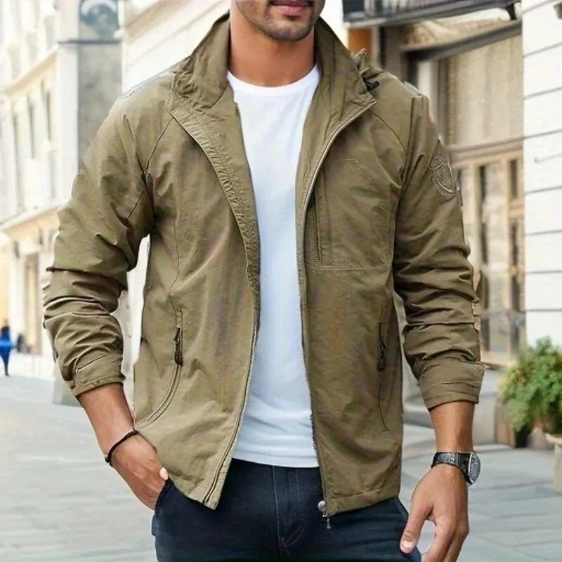 Men's Lightweight Windbreaker Jacket - Waterproof with Zipper Pockets