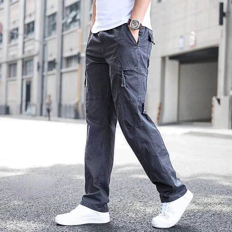 Men's Lightweight Cargo Trousers - Multi-Pocket & Straight Leg