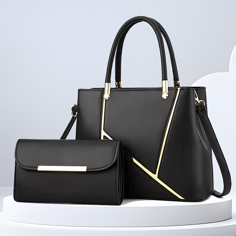 Women's Two-Piece Handbag Set - Top Handle & Shoulder Bag