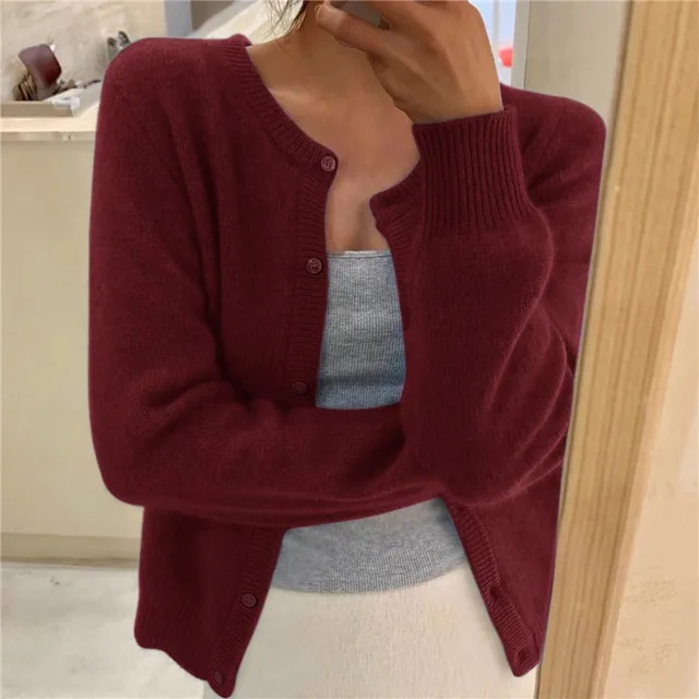 Women's Ribbed Knit Cardigan - Relaxed Fit with Button Front