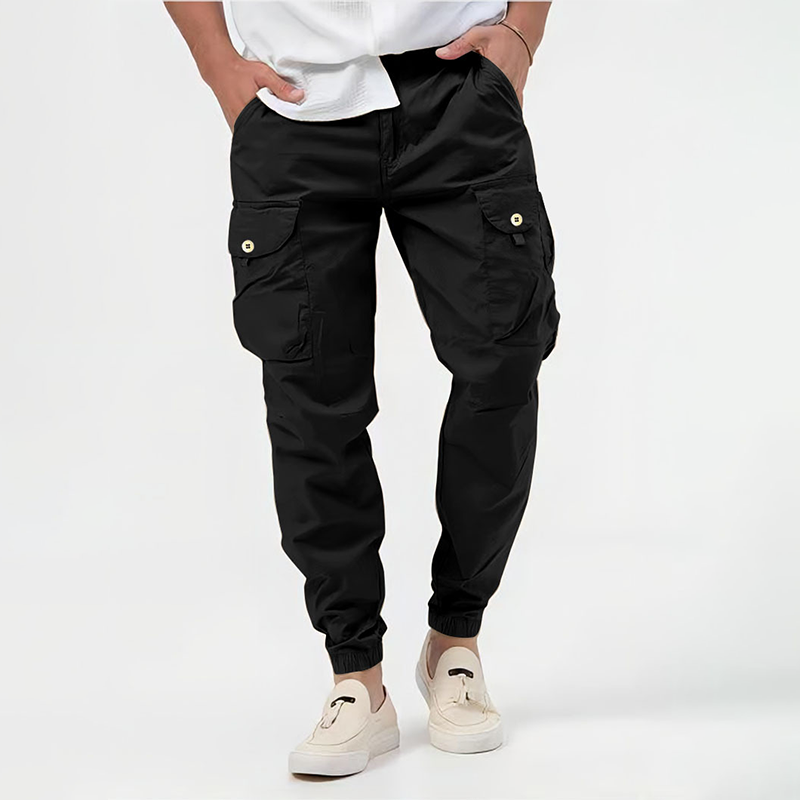 Men's Tapered Fit Cargo Trousers - Multi-Pocket & Elasticated Cuff