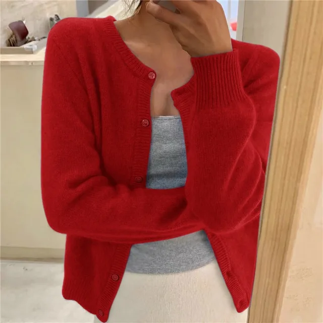 Women's Ribbed Knit Cardigan - Relaxed Fit with Button Front