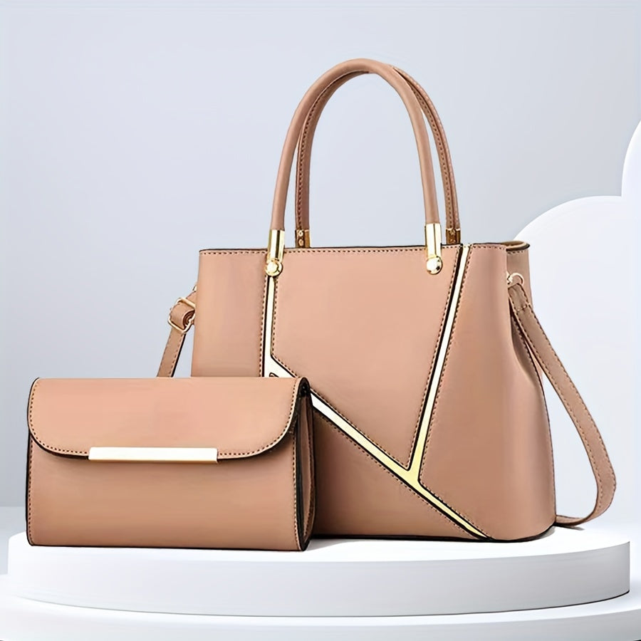 Women's Two-Piece Handbag Set - Top Handle & Shoulder Bag