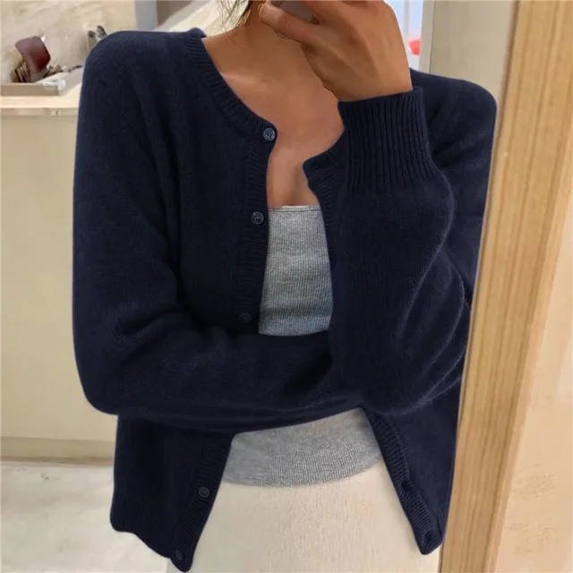 Women's Ribbed Knit Cardigan - Relaxed Fit with Button Front