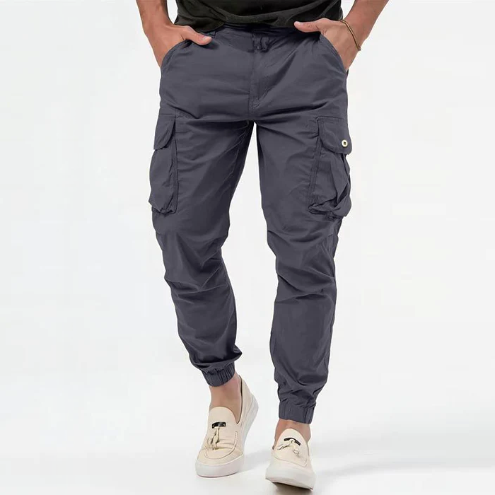 Men's Tapered Fit Cargo Trousers - Multi-Pocket & Elasticated Cuff