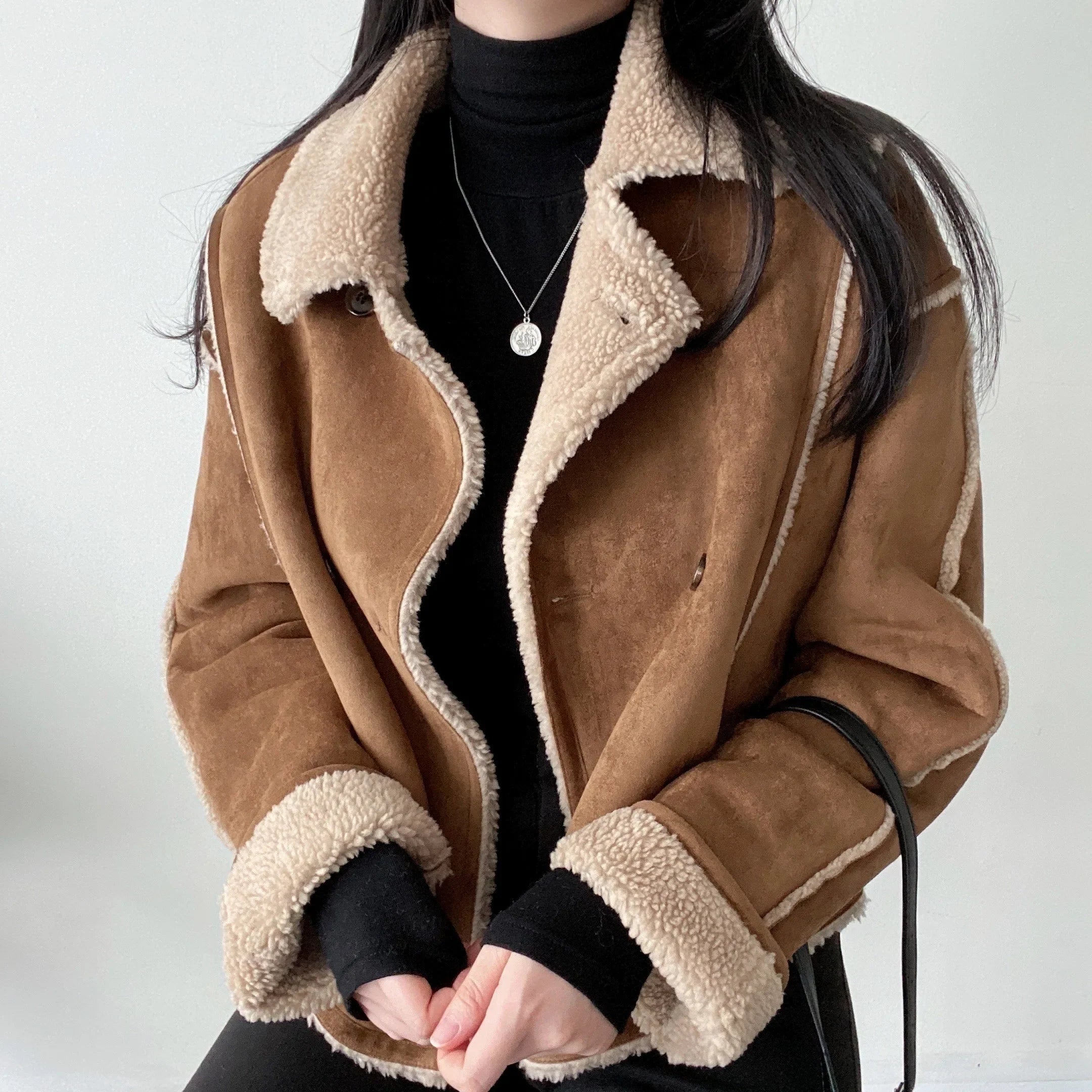 Women's Lined Brown Winter Jacket - Soft Collar & Cuffs