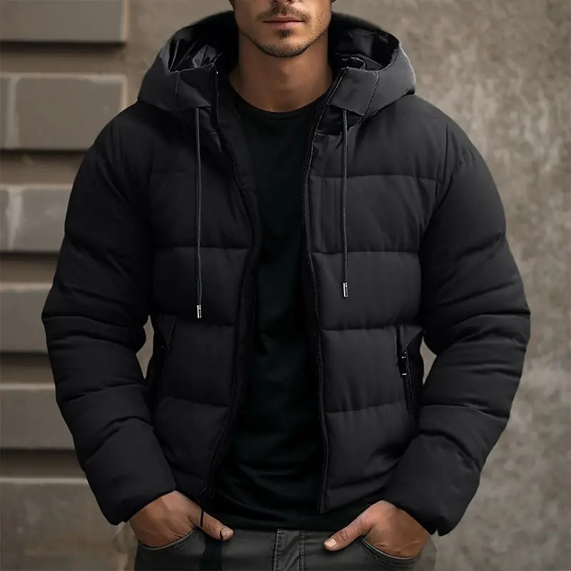 Men's Hooded Puffer Jacket - Warm Insulated Winter Coat