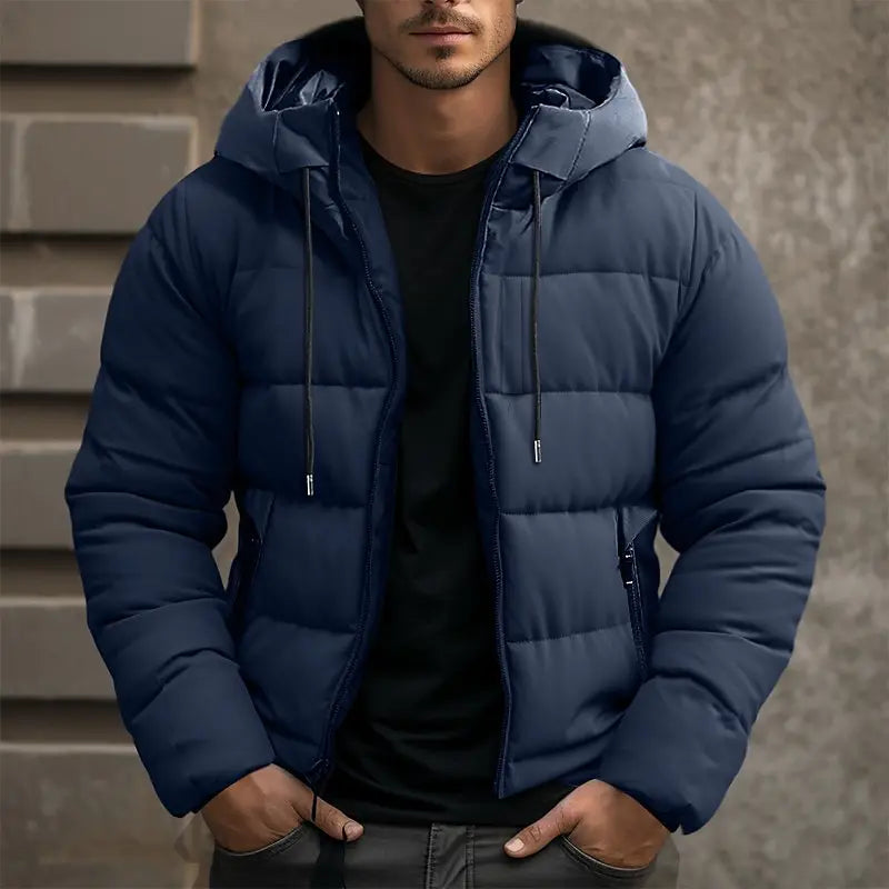 Men's Hooded Puffer Jacket - Warm Insulated Winter Coat