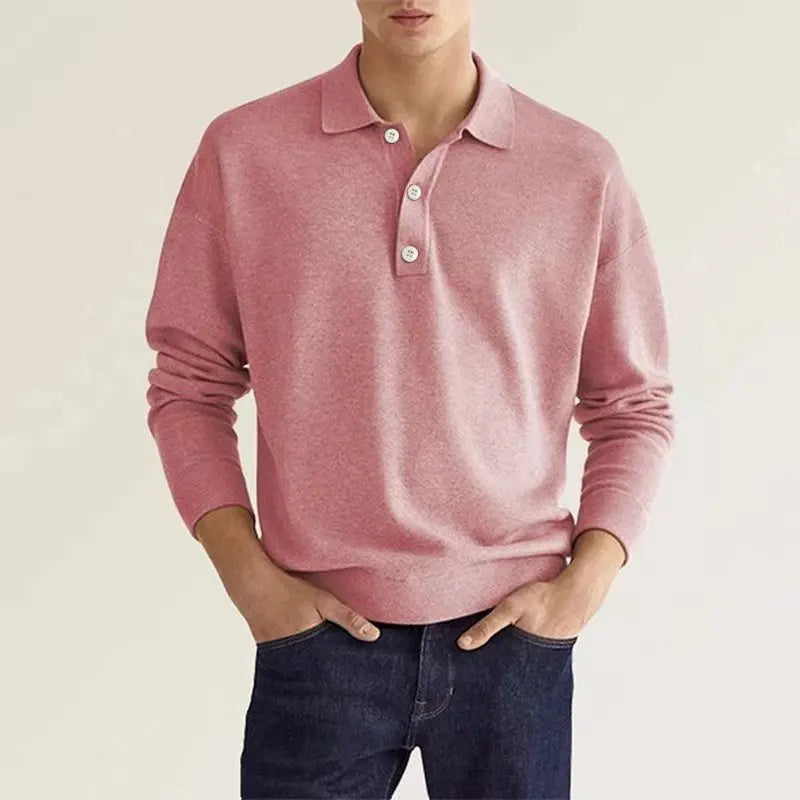 Men's Collared Jumper - Polo Style with Button Placket