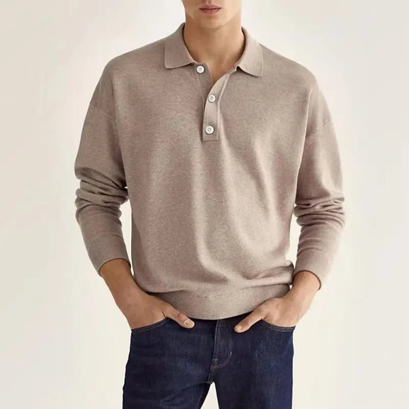 Men's Collared Jumper - Polo Style with Button Placket