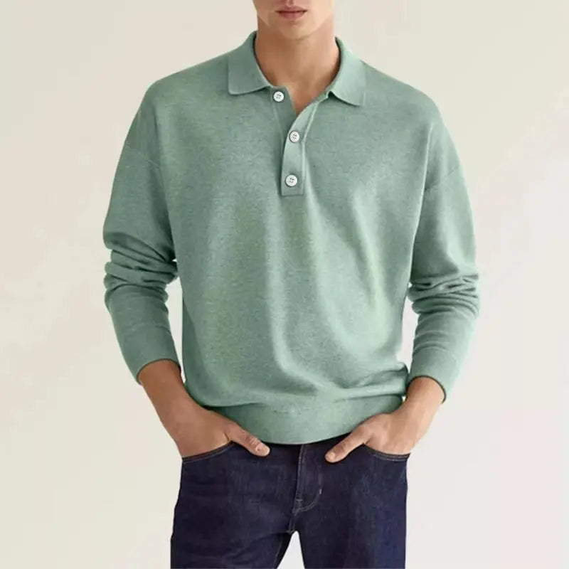 Men's Collared Jumper - Polo Style with Button Placket