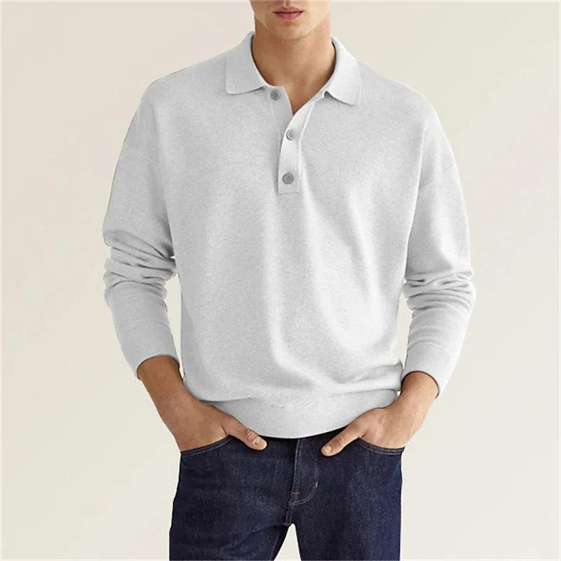 Men's Collared Jumper - Polo Style with Button Placket