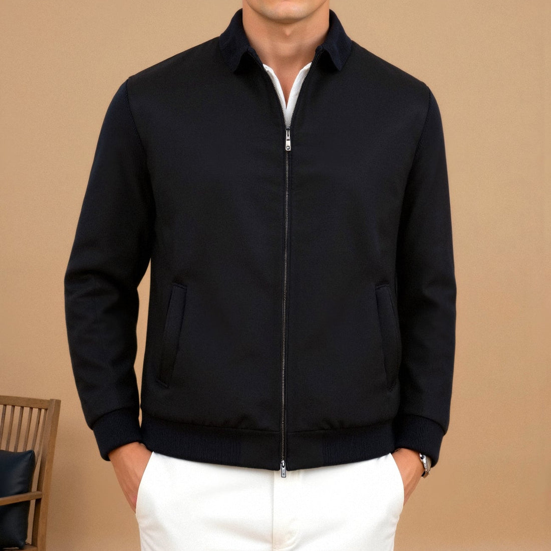 Stylish Slim Fit Black Autumn Jacket for Men | Noli