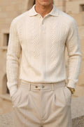 Textured Knitted Golf Sweater with Polo Collar for Men | Jack