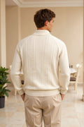 Textured Knitted Golf Sweater with Polo Collar for Men | Jack