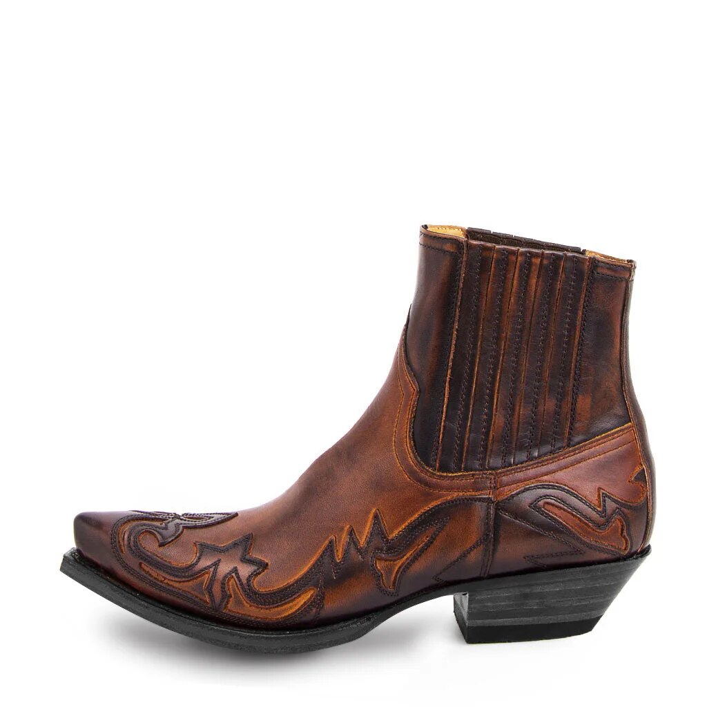 Men's Western Ankle Boots - Slip-On with Pointed Toe