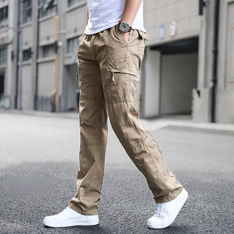 Men's Lightweight Cargo Trousers - Multi-Pocket & Straight Leg