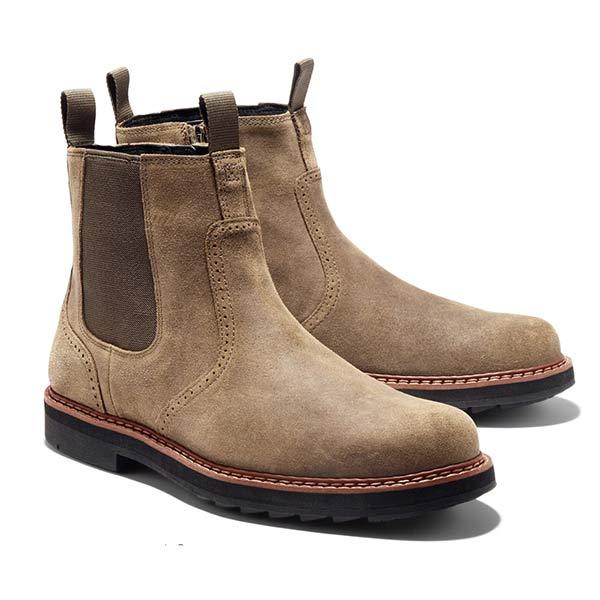 Men's Slip-On Chelsea Ankle Boots - Lug Sole with Pull Tabs
